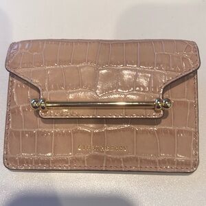 Strathberry pink croc wallet